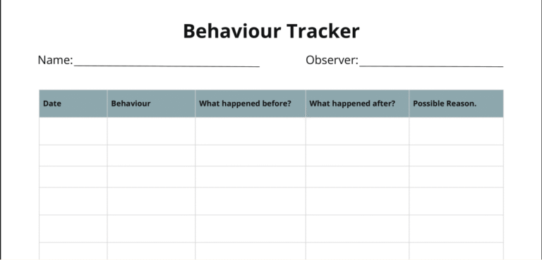 behaviour tracker table